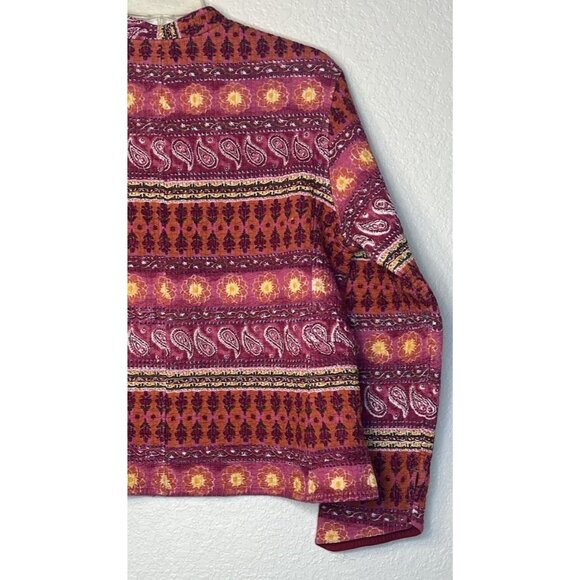 ORVIS Quilted Dress Jacket Women’s Sz XL Colorful Designs Burgundy Pink Yellow - Picture 10 of 12